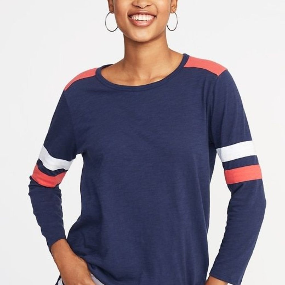 Old Navy • Relaxed Football-Style Slub-Knit Tee